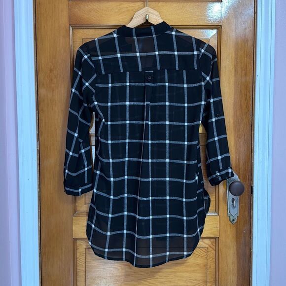 Live 4 Truth Black White Plaid Semi Sheer Blouse Women’s US Small - Picture 7 of 8